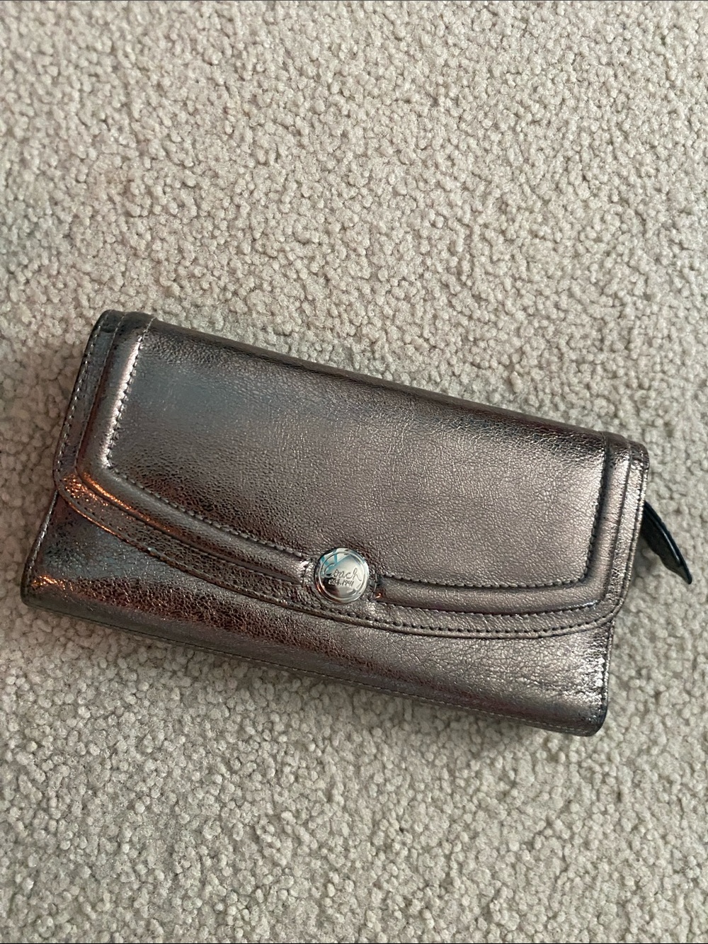 Coach Metallic Silver Clutch Wallet